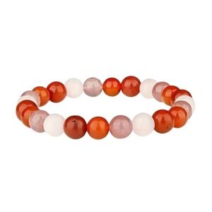 New Rose Quartz Carnelian Red Jasper Strawberry Quartz 8mm Gemstone Bracelet